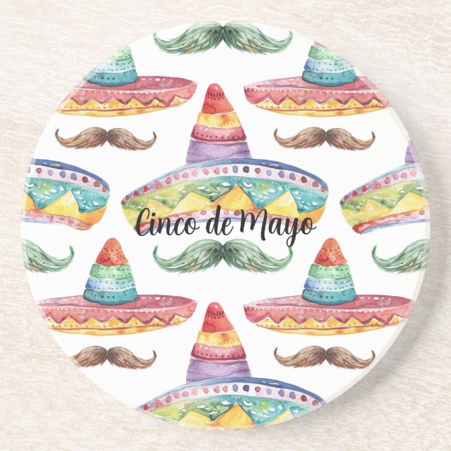 Posavasos Bigotes verdes marrones del Cinco de Mayo (Frente)