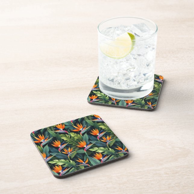 Posavasos Bird of Paradise Flower Pattern Coasters (Lado Derecho)