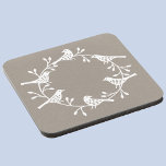 Posavasos Bird Wreath Scandinavian<br><div class="desc">corona de ave y cadera escandinava bonito. Blanco sobre un fondo neutral.</div>