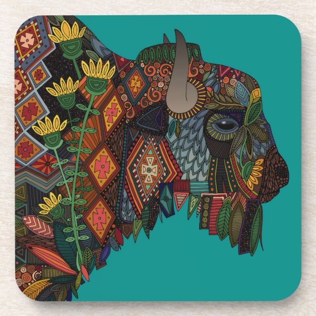 Posavasos bison verde azulada (Frente)