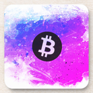 Posavasos Bitcoin Acuarela (Estilo 6 - Miami Beach)