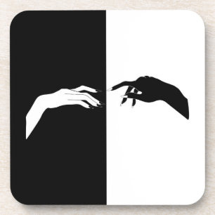 Posavasos Black and White Hands Modern Line Art