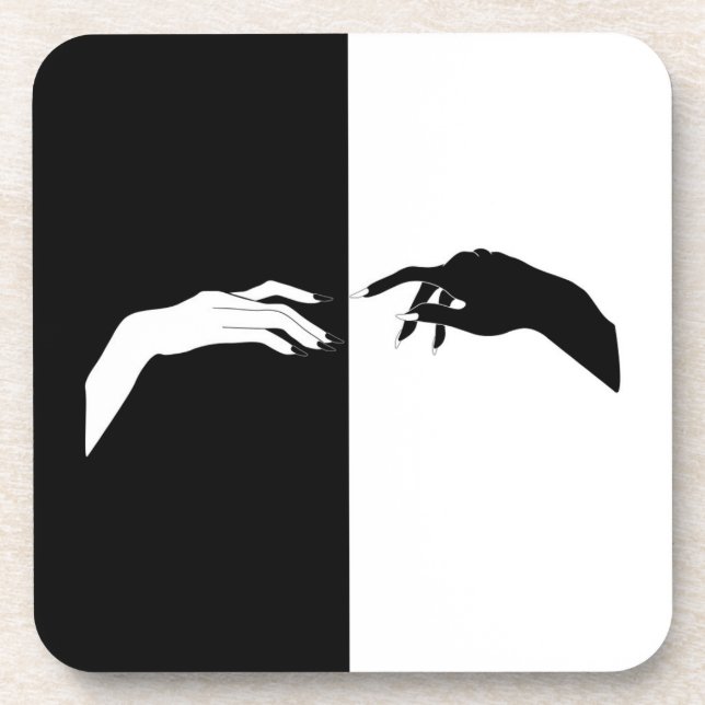 Posavasos Black and White Hands Modern Line Art (Frente)