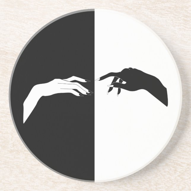 Posavasos Black and White Hands Modern Line Art (Frente)