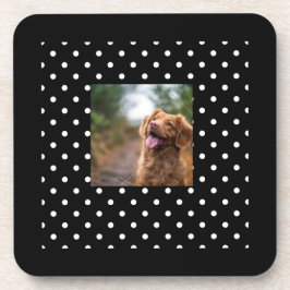 Posavasos Black and white polka dot Dog pic