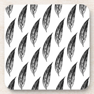 Posavasos Black and White White Lily Leaf Print