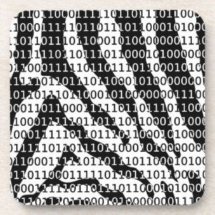 Posavasos Black and White Zebra Binary Code