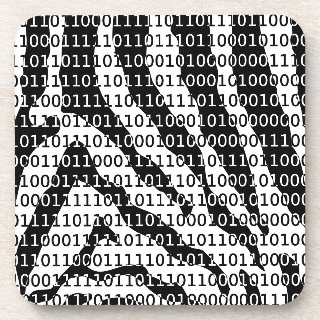 Posavasos Black and White Zebra Binary Code (Frente)