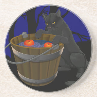 Posavasos Black Cat Coaster Fun Halloween Cat Decour
