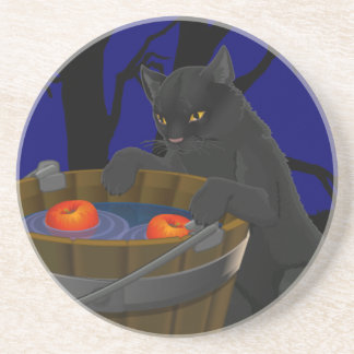 Posavasos Black Cat Coaster Fun Halloween Cat Decour