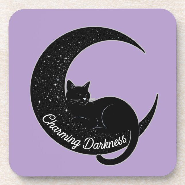 Posavasos Black Cat on the Crescent Moon: Charm of Darkness  (Frente)