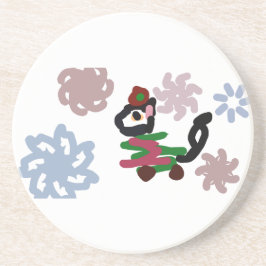 Posavasos Black cat winter 