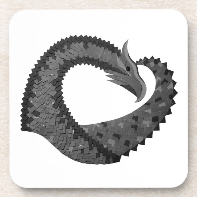 Posavasos Black heart dragon on white (Frente)