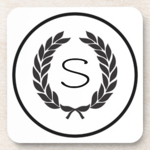 Posavasos Black Monogram Laurel Wreath