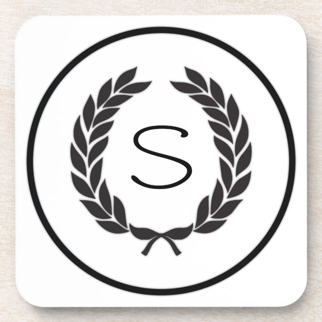 Posavasos Black Monogram Laurel Wreath (Frente)