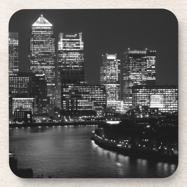 Posavasos Black White London City Night Travel Reino Unido (Frente)