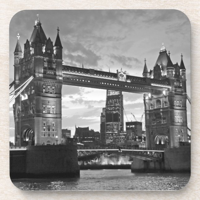 Posavasos Black White London Tower Bridge Reino Unido (Frente)