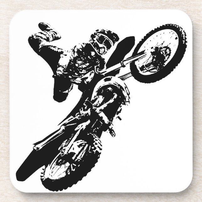 Posavasos Black White Pop Art Motocross Motoryle Sport (Frente)