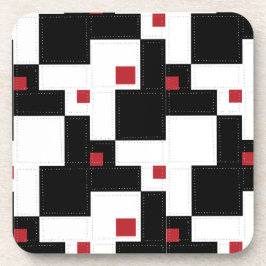 Posavasos Black White Red Moderno Vintage Patchwork