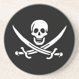 Posavasos Blanco, Bandera Pirata Calico Jack, Calavera y Cuc