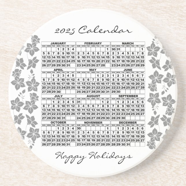 Posavasos Blanco de las Flores de montaña rusa del calendari (Frente)