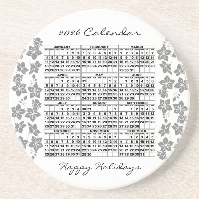 Posavasos Blanco de las Flores de montaña rusa del calendari (Frente)