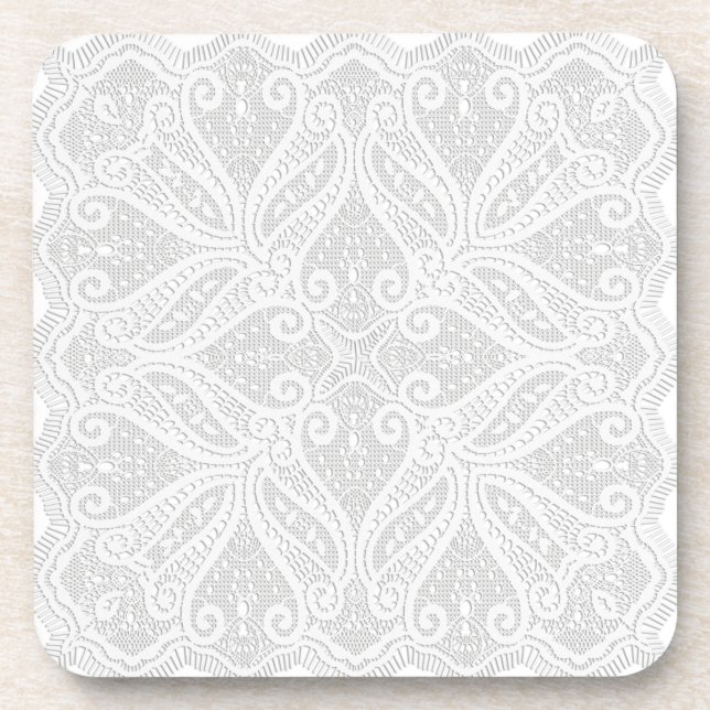 Posavasos Blanco encaje de ganchillo  (Frente)