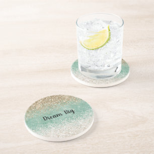 Posavasos Blanco Menta Glam Dorado Brillo Purpurina