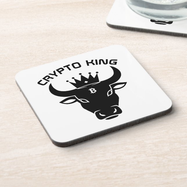 Posavasos Blanco personalizado de Crypto King (Lado Izquierdo)