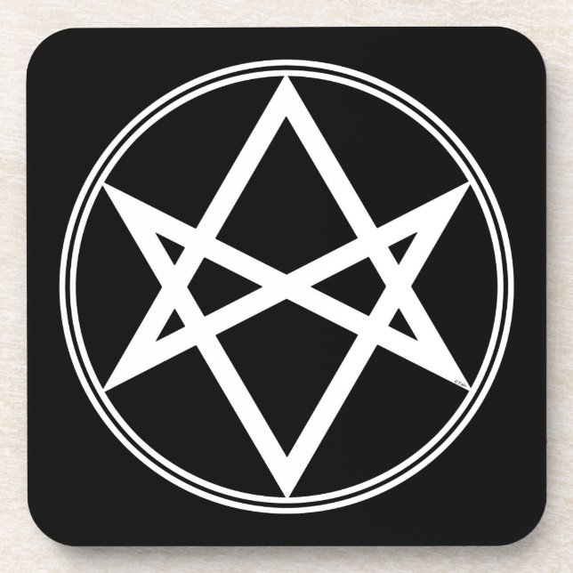 Posavasos Blanco Unicursal del Hexagram de Falln (Frente)