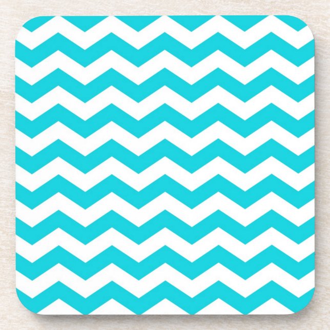 Posavasos Blanco y modelo de zigzag de la aguamarina (Frente)