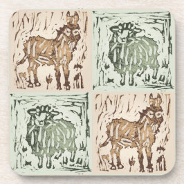 Posavasos Block Print Sheep Donkey Quilt - farm animals.