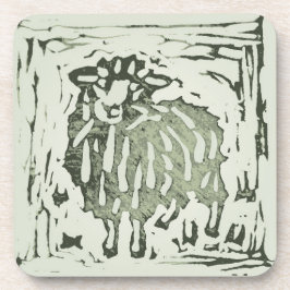 Posavasos Block Print Sheep Donkey Quilt - green sheep.
