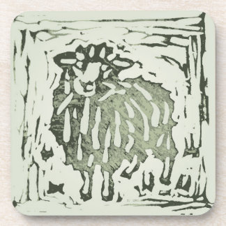 Posavasos Block Print Sheep Donkey Quilt - green sheep.