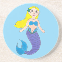 Posavasos Blona Natación Sirena Chica Púrpura Cola Mar