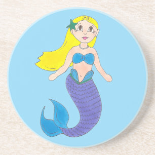 Posavasos Blona Natación Sirena Chica Púrpura Cola Mar