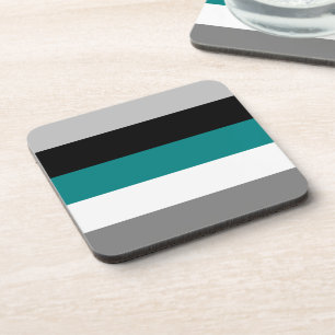 Posavasos Bloque de color azul teal gris negro