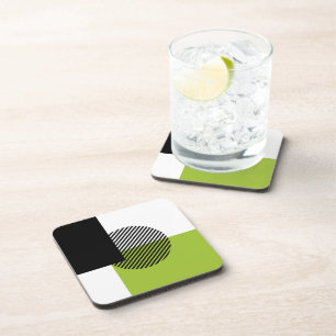 Posavasos Bloque de color moderno rayado círculo lima verde