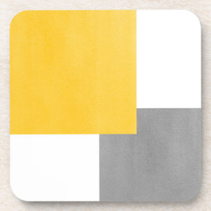 Posavasos Bloque geométrico amarillo blanco gris