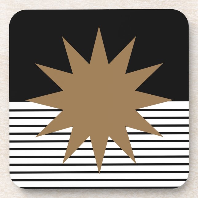 Posavasos Bloqueo de color blanco negro y sol marrón (Frente)