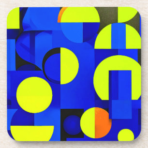 Posavasos Bloques abstractos azules y amarillos