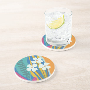 Posavasos Bloques coloridos de floral moderna