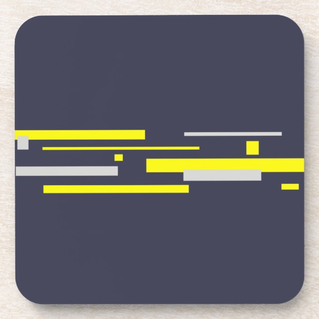 Posavasos Bloques de gris amarillo abstran arte (Frente)
