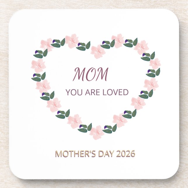Posavasos Blossoming Peony Heart Mom Message (Frente)