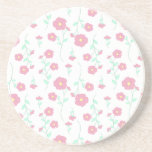 Posavasos Blossoms<br><div class="desc">Light and cheerful floral pattern featuring pink flowers with soft yellow centers and airy mint green leaves on a clean white background.</div>