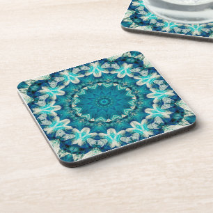 Posavasos Blue Aqua Mandala Rosette Retro Hippie