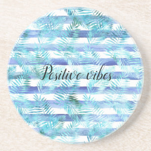 Posavasos Blue Aqua White Water Stripes Tropical