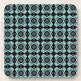 Posavasos Blue Black Checker Argyle Pattern