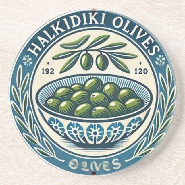 Posavasos Blue Bowl Greek Olive Picture Design (Frente)