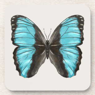 Posavasos Blue Butterfly Insectos Art Nature Lover